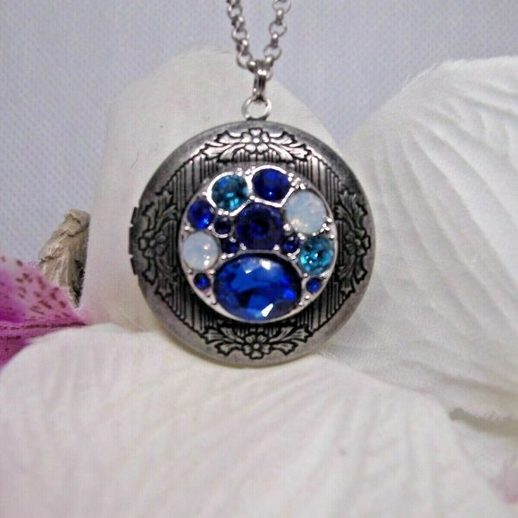 Sapphire Locket Photo Necklace Pendant - Picture 10 of 10